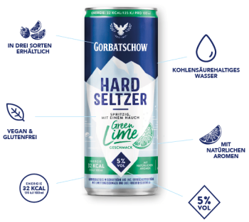 Gorbatschow Hard Seltzer Green Lime 5% vol Dose 12 x 0,33 l