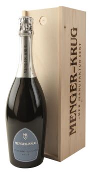 Menger-Krug Chardonnay Brut Manufaktur Sekt in Holzkiste